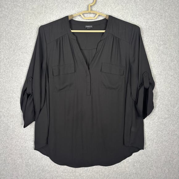 torrid Tops - Torrid Blouse Womens 2X Black Harper Popover Tunic Career Church Office Flowy